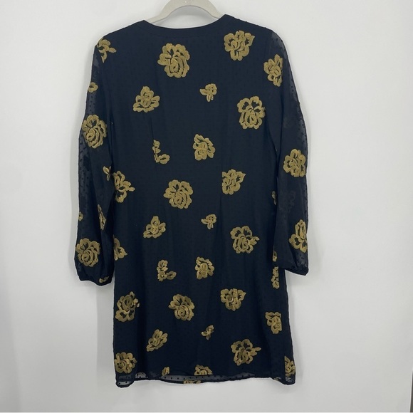 CAbi Swiss Dot Floral Style 3697 Occasion Dress black gold Sz S long sleeve - Picture 4 of 8